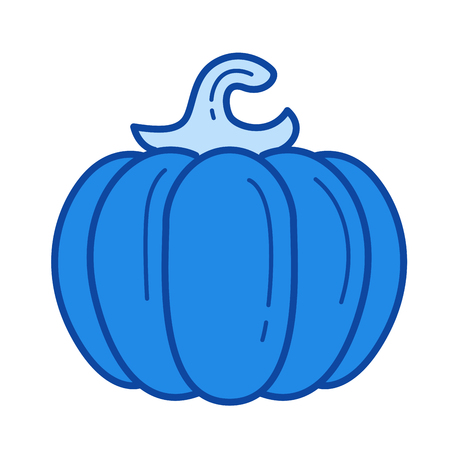 Pumpkin vector line icon isolated on white background. Pumpkin line icon for infographic, website or app. Blue icon designed on a grid system.のイラスト素材