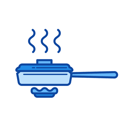 Frying pan vector line isolated iconのイラスト素材