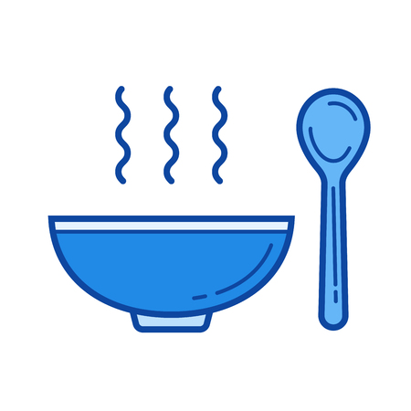 Bowl of soup vector line isolated iconのイラスト素材