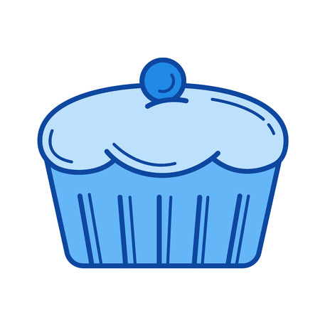 Muffin vector line icon isolated on white background. Muffin line icon for infographic, website or app. Blue icon designed on a grid system.のイラスト素材