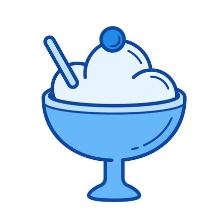 Ice cream vector line icon isolated on white background. Ice cream line icon for infographic, website or app. Blue icon designed on a grid system.のイラスト素材