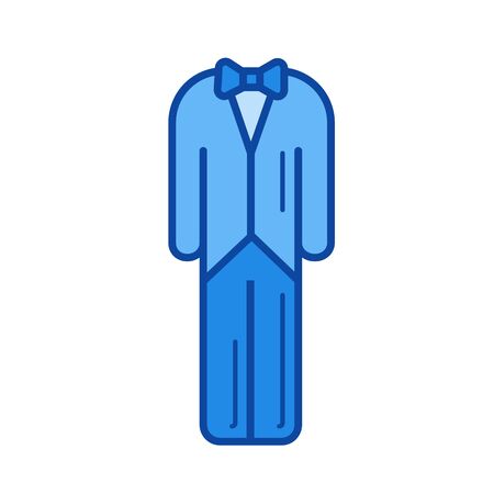 Wedding suit vector line icon isolated on white background. Wedding suit line icon for infographic, website or app. Blue icon designed on a grid system.のイラスト素材