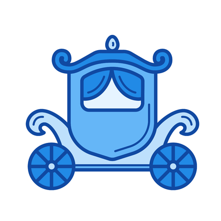 Vintage carriage vector line icon isolated on white background. Vintage carriage line icon for infographic, website or app. Blue icon designed on a grid system.のイラスト素材