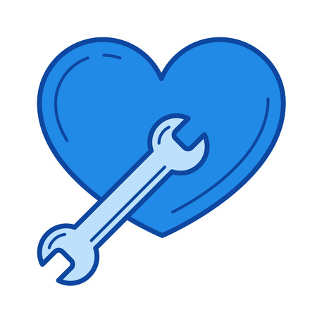 Family psychology vector line icon isolated on white background. Family psychology line icon for infographic, website or app. Blue icon designed on a grid system.のイラスト素材