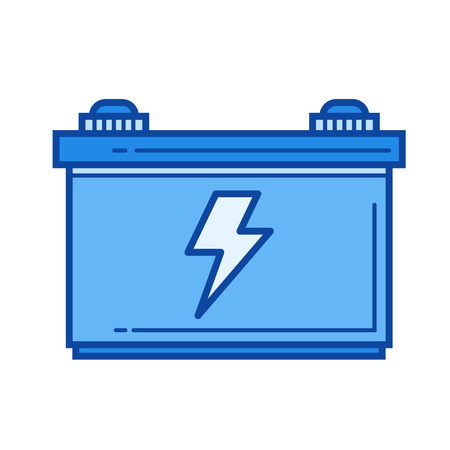 Car battery vector line icon isolatedのイラスト素材