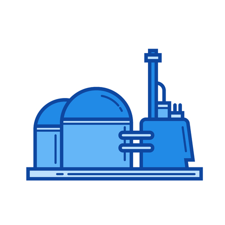 Factory vector line icon isolatedのイラスト素材