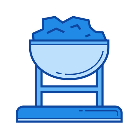 Coal trolley vector line icon isolated on white background. Coal trolley line icon for infographic, website or app. Blue icon designed on a grid system.のイラスト素材