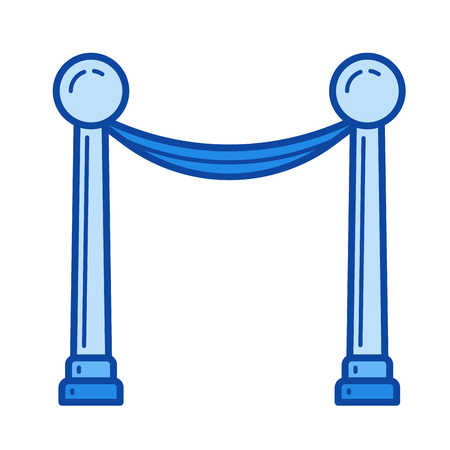 Red carpet fence vector line icon isolated on white background. Red carpet fence line icon for infographic, website or app. Blue icon designed on a grid system.のイラスト素材