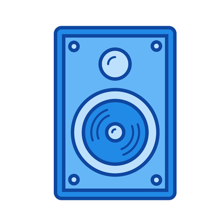 Audio speaker vector line icon isolated on white background. Audio speaker line icon for infographic, website or app. Blue icon designed on a grid system.のイラスト素材