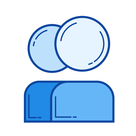 Group of people vector line icon isolated on white background. Group of people line icon for infographic, website or app. Blue icon designed on a grid system.のイラスト素材