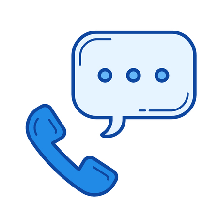 Telephone receiver vector line icon isolated on white background. Telephone receiver line icon for infographic, website or app. Blue icon designed on a grid system.のイラスト素材
