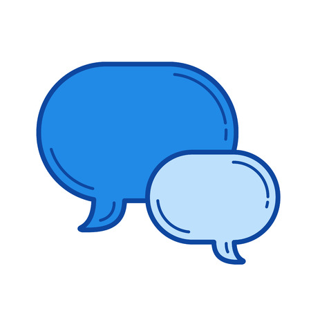 Chat bubbles vector line icon isolated on white background. Chat bubbles line icon for infographic, website or app. Blue icon designed on a grid system.のイラスト素材