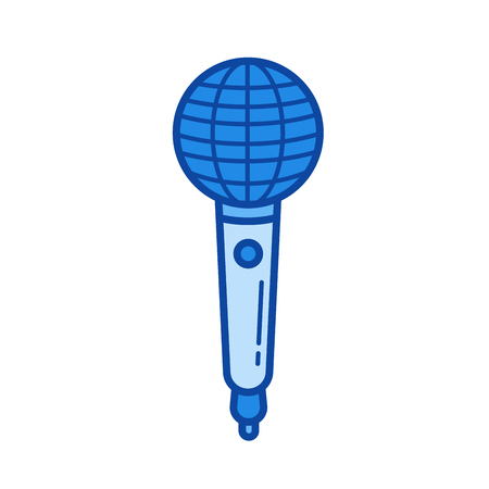 Radio microphone vector line icon isolated on white background. Radio microphone line icon for infographic, website or app. Blue icon designed on a grid system.のイラスト素材