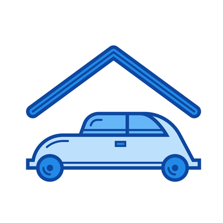 Parking place vector line icon isolated on white background. Parking place line icon for infographic, website or app. Blue icon designed on a grid system.のイラスト素材