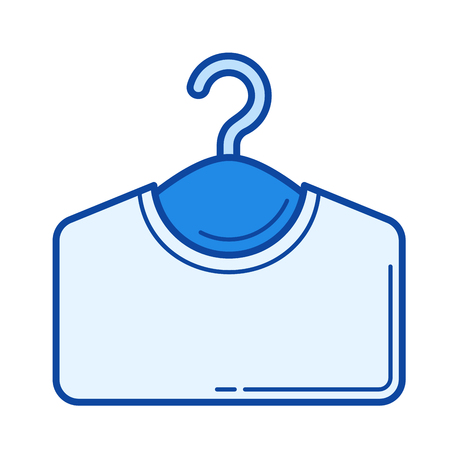 Clothes hanger vector line icon isolated on white background. Clothes hanger line icon for infographic, website or app. Blue icon designed on a grid system.のイラスト素材