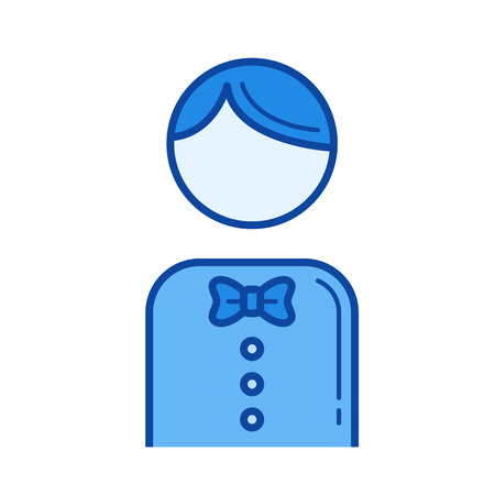 Croupier vector line icon isolated on white background. Croupier line icon for infographic, website or app. Blue icon designed on a grid system.のイラスト素材