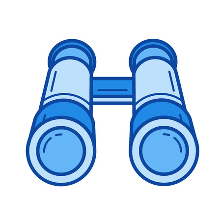 Explorer binocular vector line icon isolated on white background. Explorer binocular line icon for infographic, website or app. Blue icon designed on a grid system.のイラスト素材