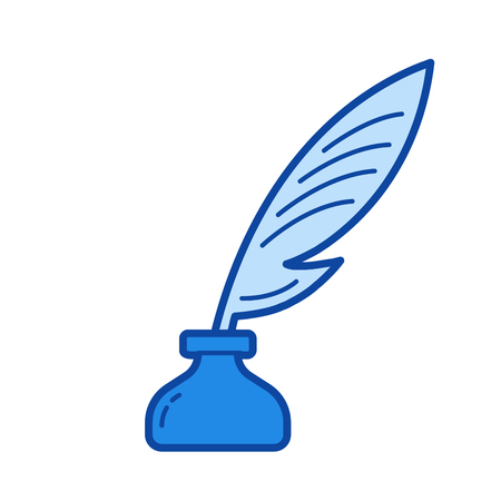 Copywriting vector line icon isolated on white background. Copywriting line icon for infographic, website or app. Blue icon designed on a grid system.のイラスト素材