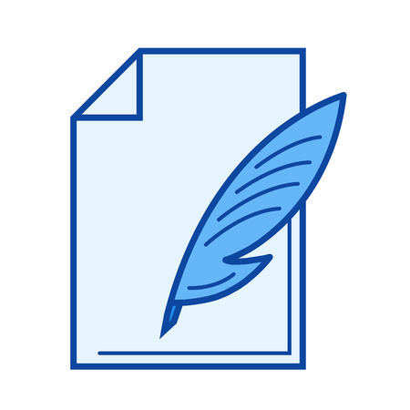 Write document vector line icon isolated on white background. Write document line icon for infographic, website or app. Blue icon designed on a grid system.のイラスト素材