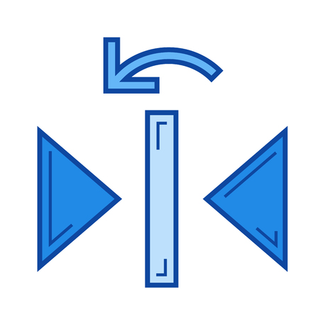 Undo reflect vertical vector line icon isolated on white background. Undo reflect vertical line icon for infographic, website or app. Blue icon designed on a grid system.のイラスト素材
