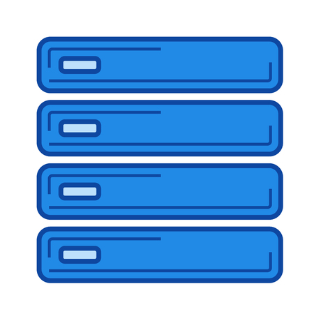 Database vector line icon isolated on white background. Database line icon for infographic, website or app. Blue icon designed on a grid system.のイラスト素材