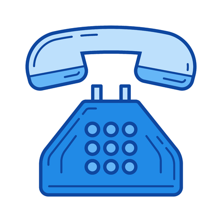Office phone vector line icon isolated on white background. Office phone line icon for infographic, website or app. Blue icon designed on a grid system.のイラスト素材