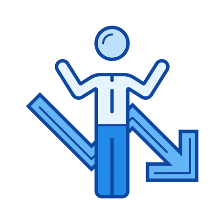 Business failure vector line icon isolated on white background. XXX line icon for infographic, website or app. Blue icon designed on a grid system.のイラスト素材