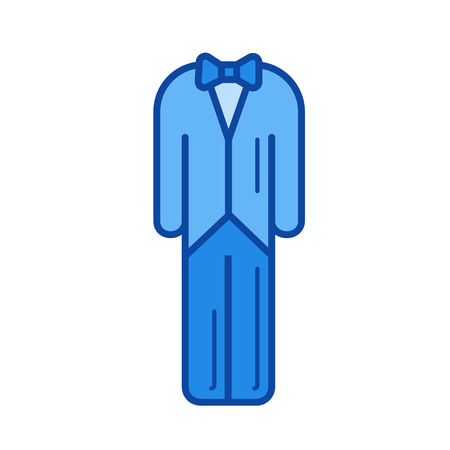 Wedding suit vector line icon isolated on white background. Wedding suit line icon for infographic, website or app. Blue icon designed on a grid system.のイラスト素材