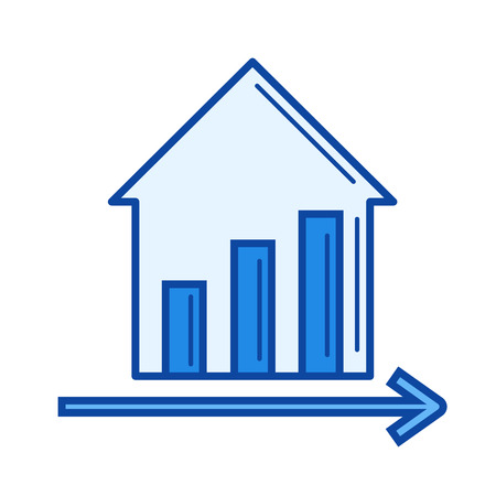 New price vector line icon isolated on white background. New price line icon for infographic, website or app. Blue icon designed on a grid system.のイラスト素材