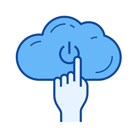 Turn synchronization on vector line icon isolated on white background. Turn synchronization on line icon for infographic, website or app. Blue icon designed on a grid system.のイラスト素材