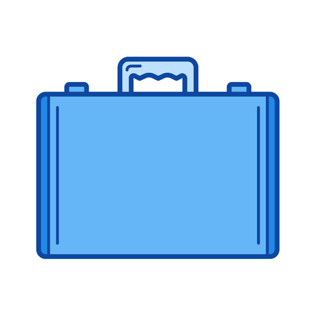 Briefcase vector line icon isolated on white background. Briefcase line icon for infographic, website or app. Blue icon designed on a grid system.のイラスト素材