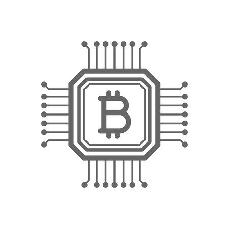 Bitcoin blockchain line icon. Cryptocurrency bitcoin blockchain concept. Linear vector icon isolated on white transparent background.のイラスト素材