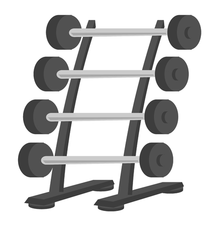 Adjustable stand with barbells. Sport equipment. vector cartoon illustration isolated on white background.のイラスト素材