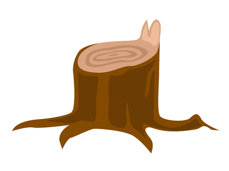 Big tree stump with roots. Vector cartoon illustration isolated on white background.のイラスト素材