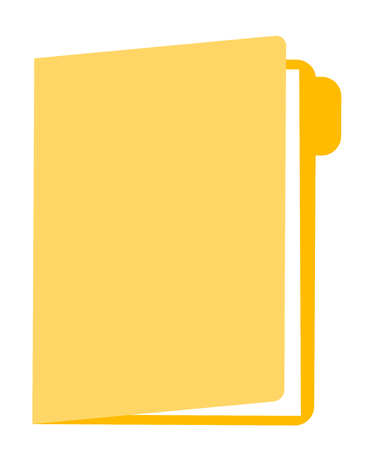 Yellow folder with documents vector cartoon illustration isolated on white background.のイラスト素材