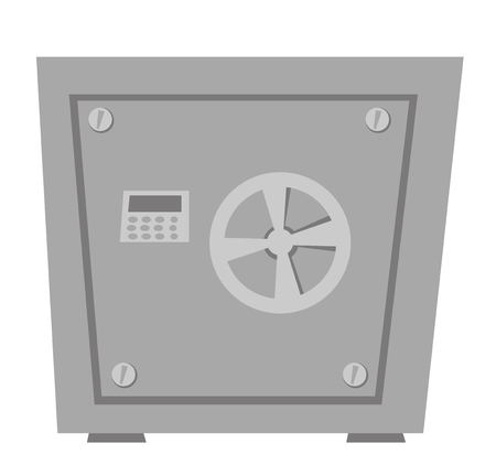 Closed metal bank security safe with code vector cartoon illustration isolated on white background.のイラスト素材