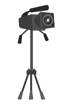 Digital video camera on the tripod vector cartoon illustration isolated on white background.のイラスト素材