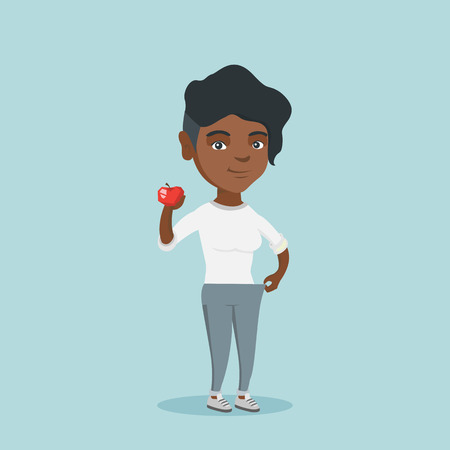 Young african-american woman on a diet.のイラスト素材