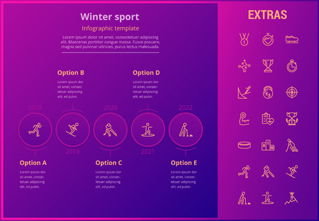 Winter sport options infographic template, elements and icons vector illustrationのイラスト素材