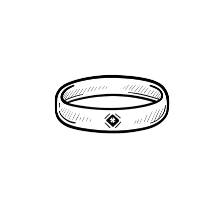 Vector hand drawn wristband outline doodle icon. Metal bracelet sketch illustration for print, web, mobile and infographics isolated on white background.のイラスト素材