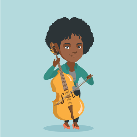 Young african-american musician playing the cello.のイラスト素材