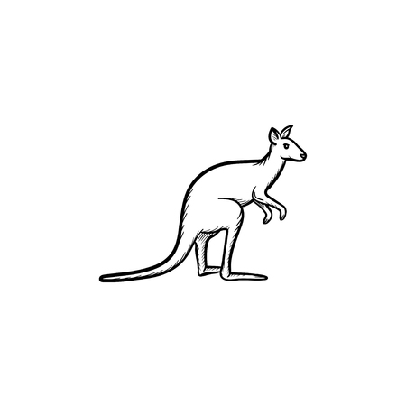 Vector hand drawn Kangaroo outline doodle icon. Kangaroo sketch illustration for print, web, mobile and infographics isolated on white background.のイラスト素材