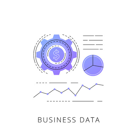 Neon business data vector line icon isolated on white background.のイラスト素材