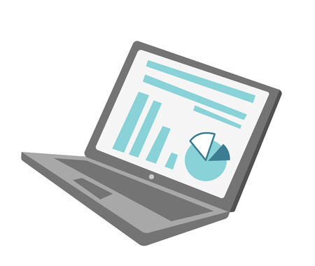Modern laptop with financial chart and diagram on the screenのイラスト素材