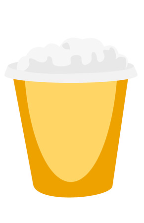 Popcorn in yellow box vector cartoon illustration isolated on white background.のイラスト素材