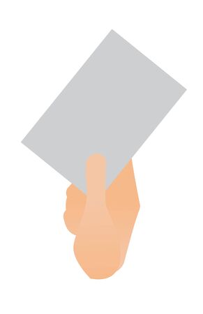 Human hand holding a blank paper sheetのイラスト素材
