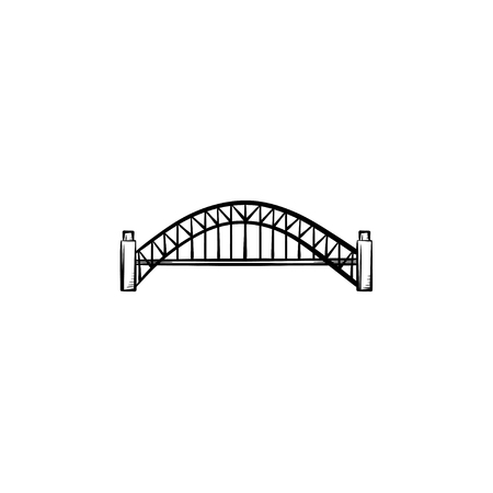 Bridge hand drawn outline doodle icon. Vector sketch illustration of modern bridge architecture for print, web, mobile and infographics isolated on white background.のイラスト素材