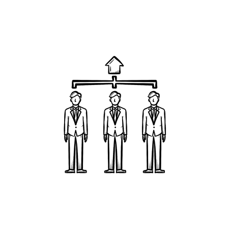 People, agents hand drawn outline doodle vector icon. Group of people, workforce sketch illustration for print, web, mobile and infographics isolated on white background.のイラスト素材