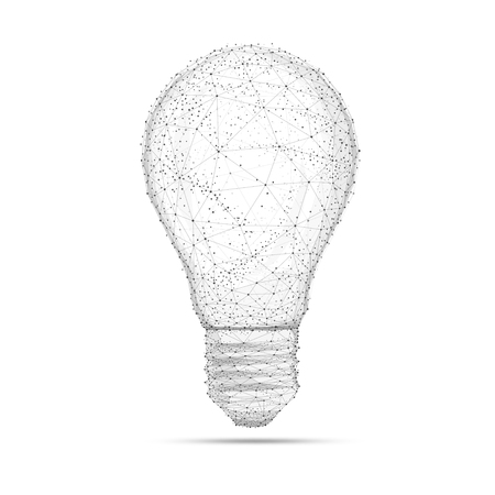 Block chain technology network polygon idea light bulb isolated on white background.のイラスト素材