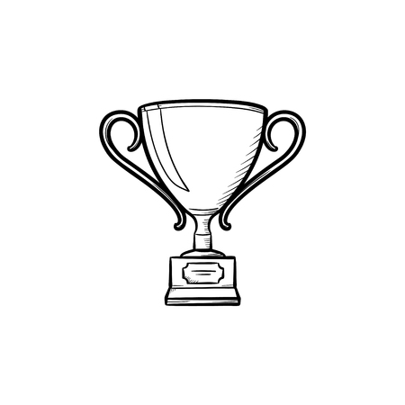Award hand drawn outline doodle icon. Trophy cup vector sketch illustration for print, web, mobile and infographics isolated on white background.のイラスト素材